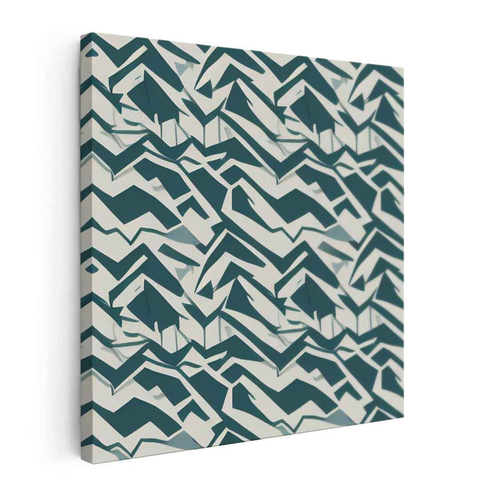 Oceanic Prism Dance: Teal and Navy Abstract Geometric Canvas Art