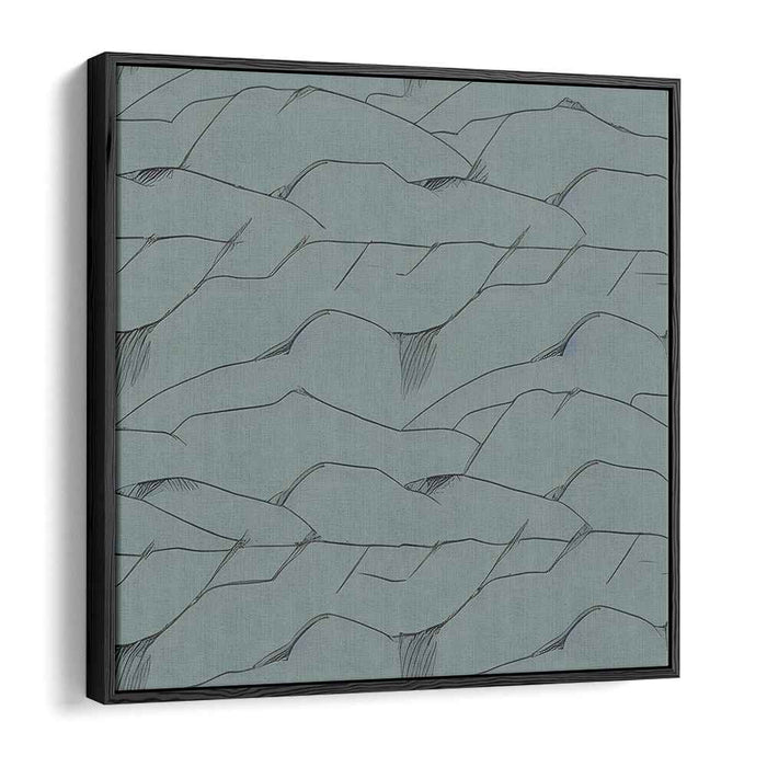 Subtle Chromatic Abstraction: Minimalist Blue-Gray Abstract Canvas Art Print