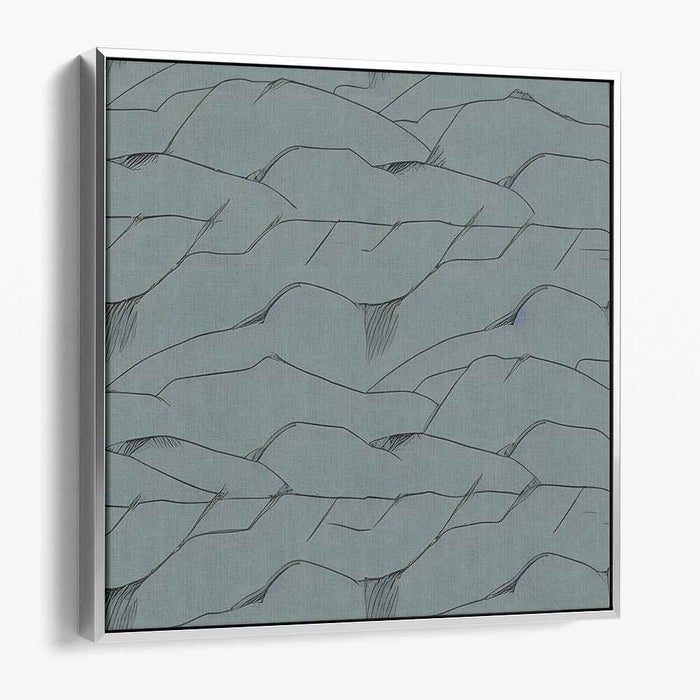 Subtle Chromatic Abstraction: Minimalist Blue-Gray Abstract Canvas Art Print