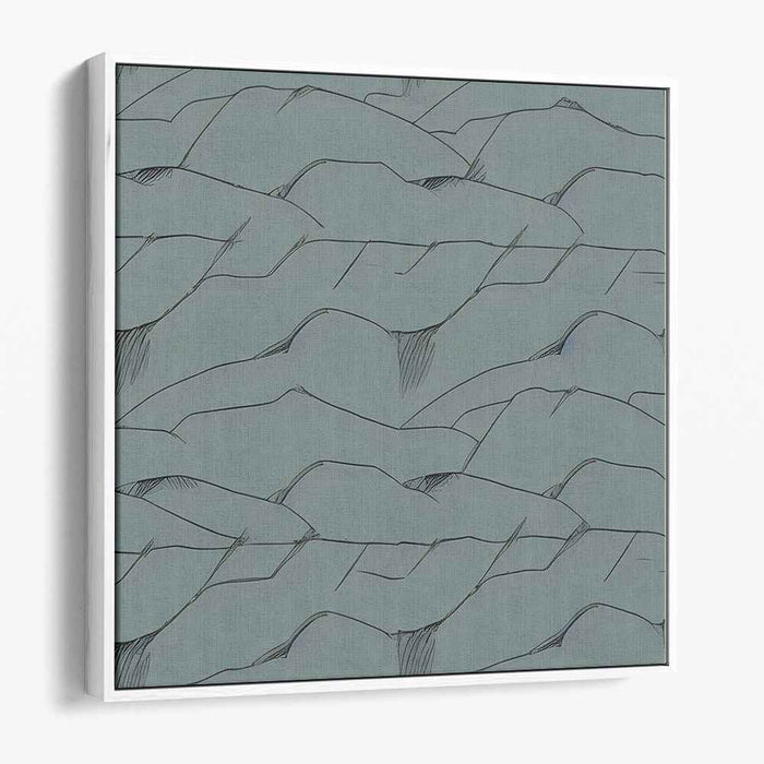 Subtle Chromatic Abstraction: Minimalist Blue-Gray Abstract Canvas Art Print