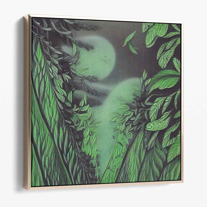 Mystic Moonlight Forest Path: Enchanting Nighttime Landscape Canvas Art