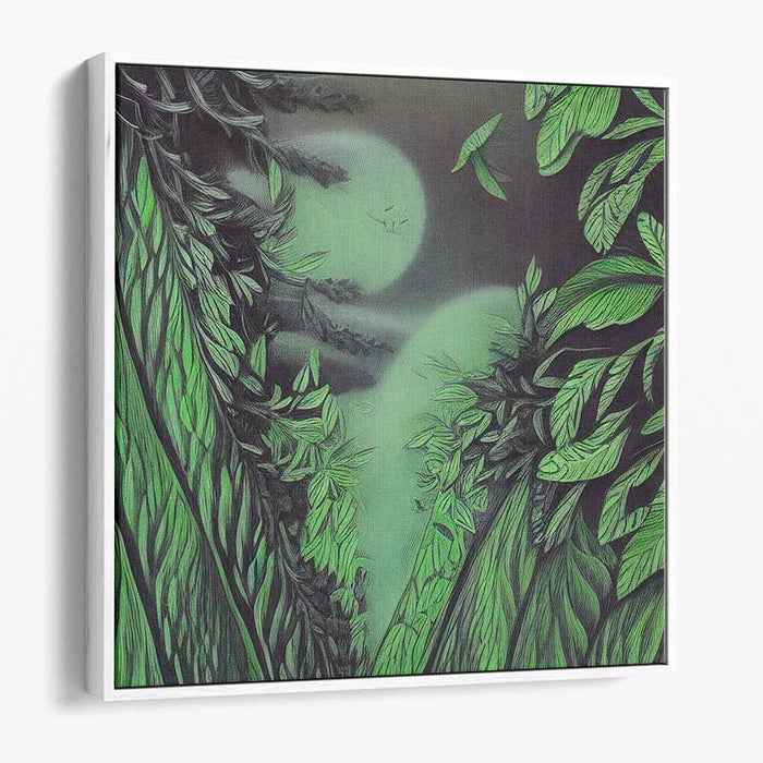 Mystic Moonlight Forest Path: Enchanting Nighttime Landscape Canvas Art