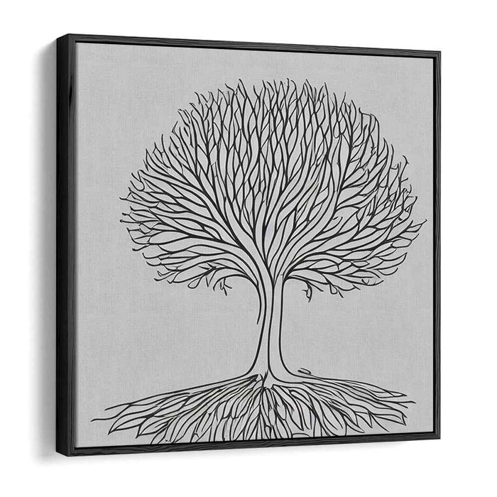 Contrast in Nature: Black Line Tree on White Canvas