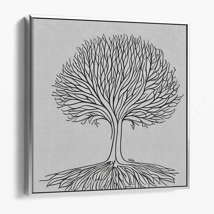 Contrast in Nature: Black Line Tree on White Canvas