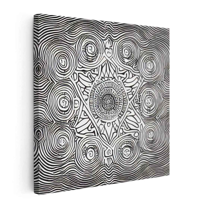 Whispers of Shadowed Symmetry: Intricate Black and White Geometric Art Print