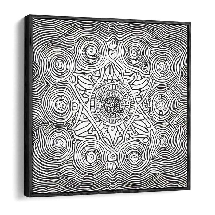 Whispers of Shadowed Symmetry: Intricate Black and White Geometric Art Print