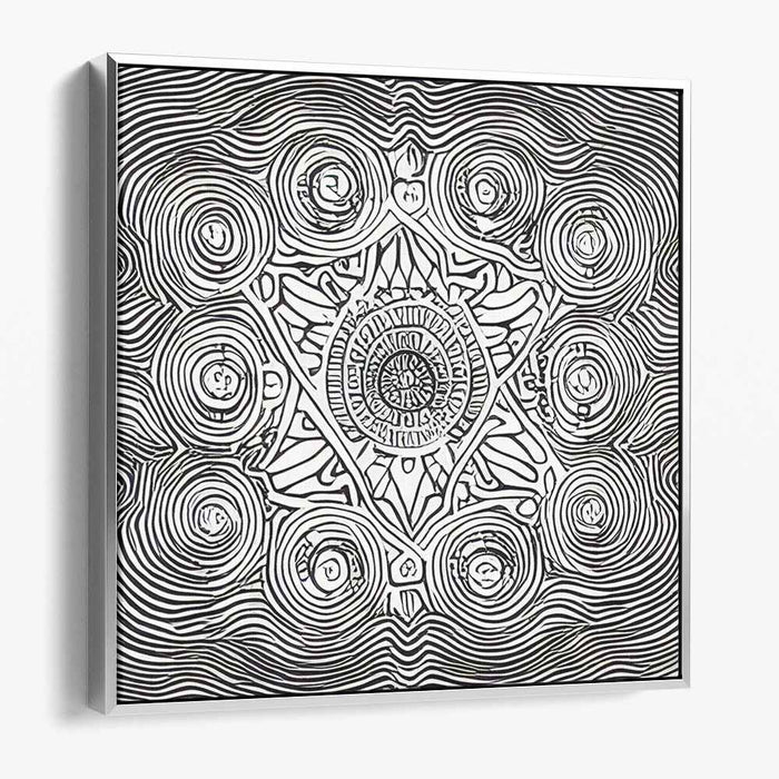 Whispers of Shadowed Symmetry: Intricate Black and White Geometric Art Print