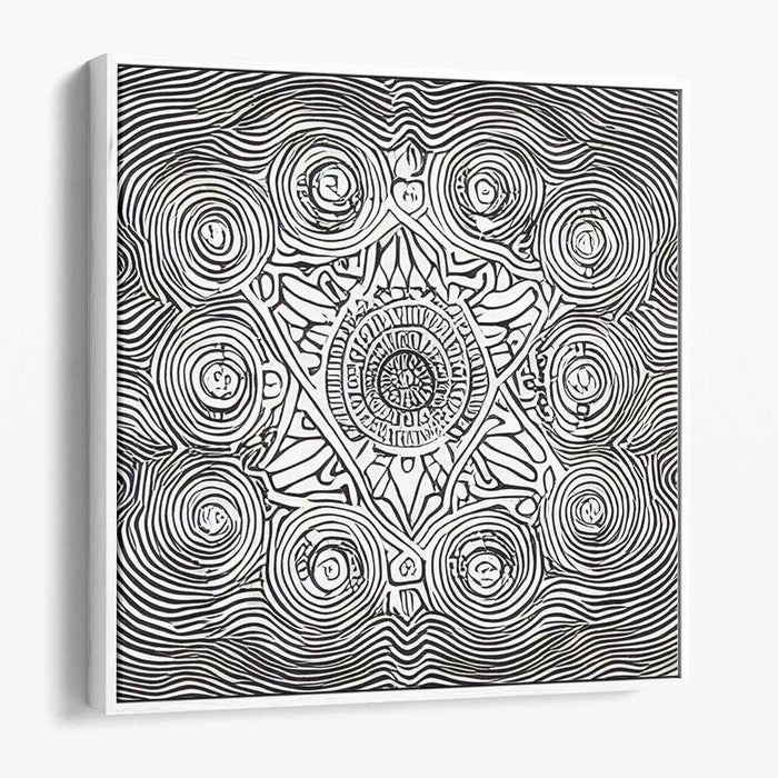 Whispers of Shadowed Symmetry: Intricate Black and White Geometric Art Print