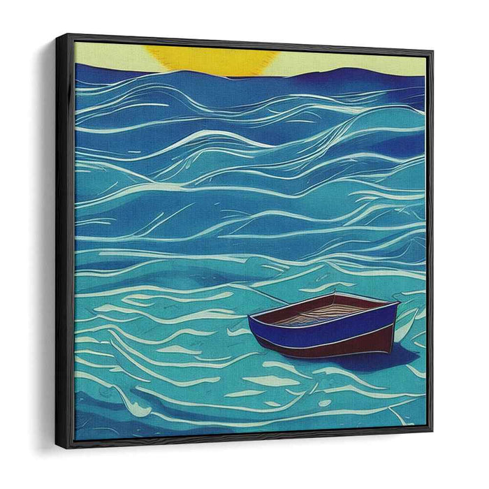 Dusk Journey Echoes: Tranquil Boat at Sunset Canvas Art Print