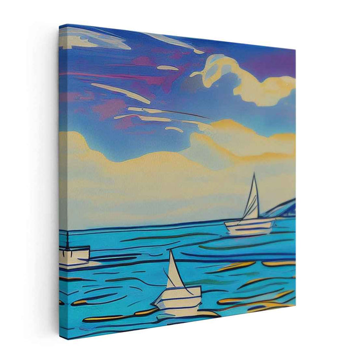 Serene Sailboats: Dreamy Coastal Canvas Art Print