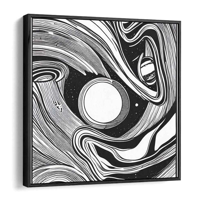 Stardust Rhythm Abyss: Monochrome Odyssey - Abstract Cosmic Art Canvas Print