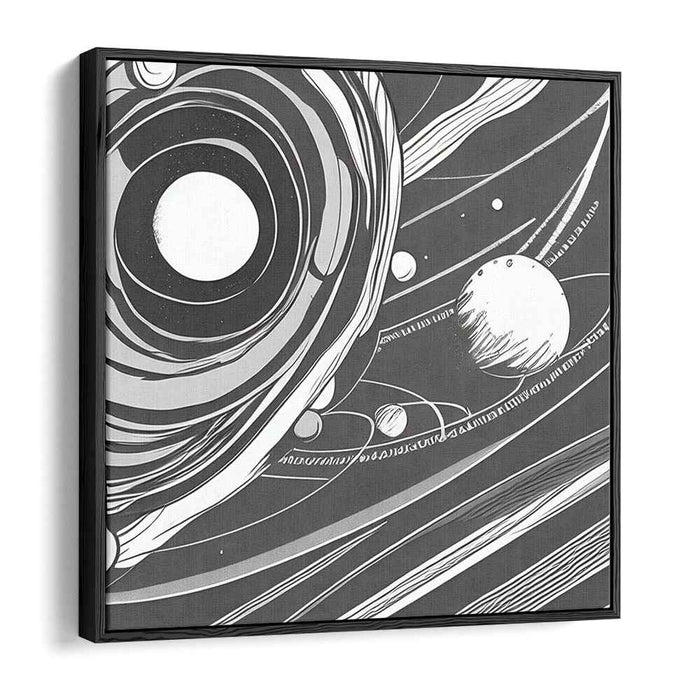 Monochromatic Waltz: A Celestial Dance in Grayscale Canvas Art