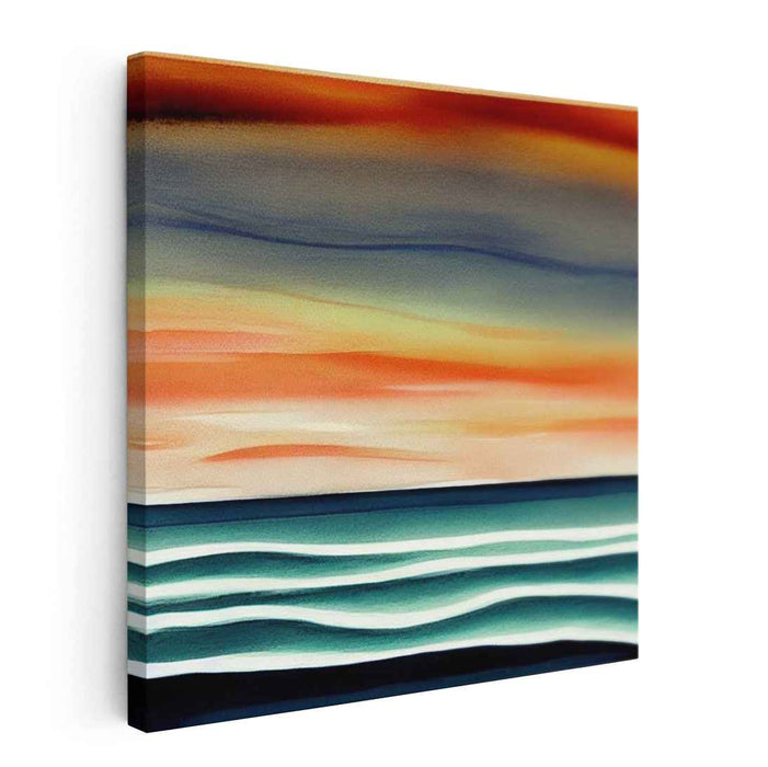 Aqua Embrace: Abstract Seascape in Warm and Cool Tones Canvas Art