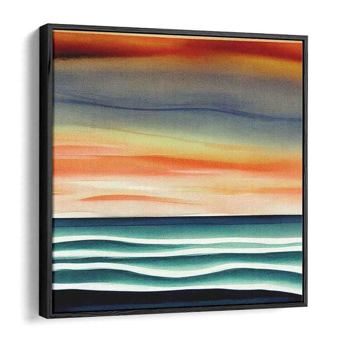 Aqua Embrace: Abstract Seascape in Warm and Cool Tones Canvas Art