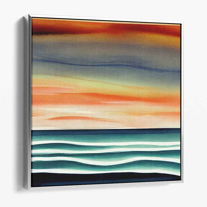 Aqua Embrace: Abstract Seascape in Warm and Cool Tones Canvas Art