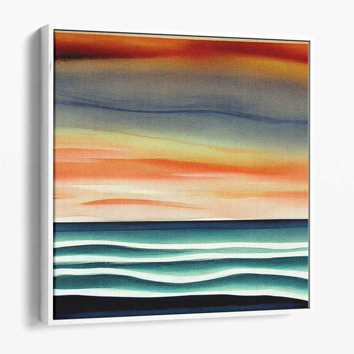 Aqua Embrace: Abstract Seascape in Warm and Cool Tones Canvas Art