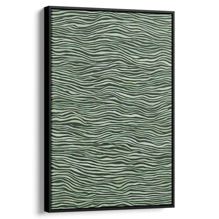 Rhythmic Green Waves: Minimalist Green Line Art Canvas Print