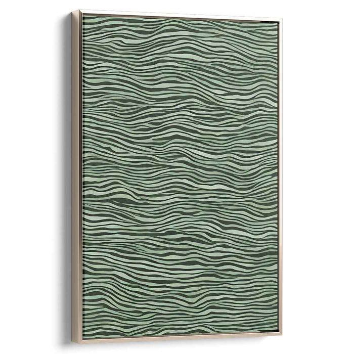 Rhythmic Green Waves: Minimalist Green Line Art Canvas Print