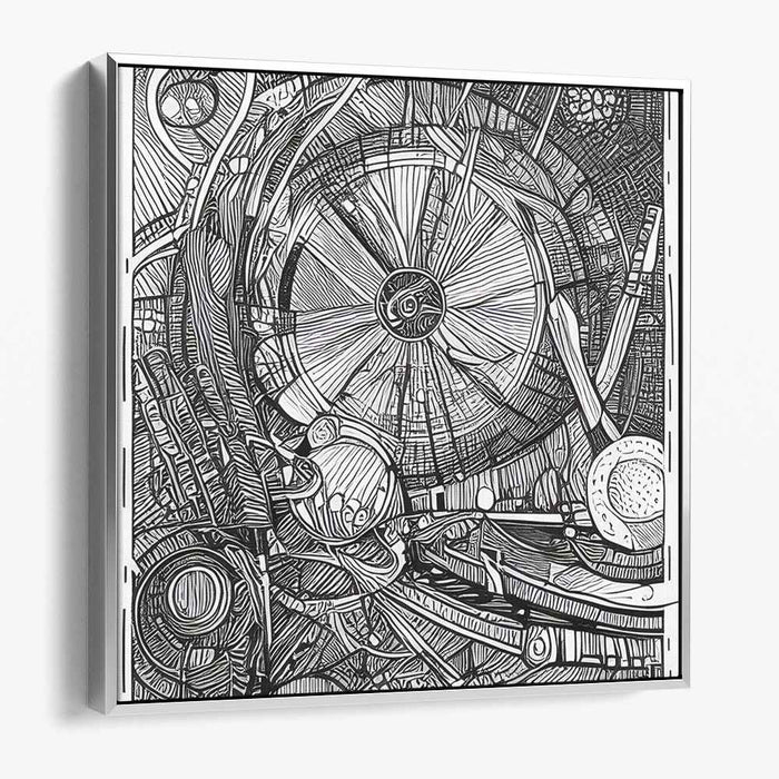 Mechanical Intricacies: Monochrome Mechanical Engineering Art Print