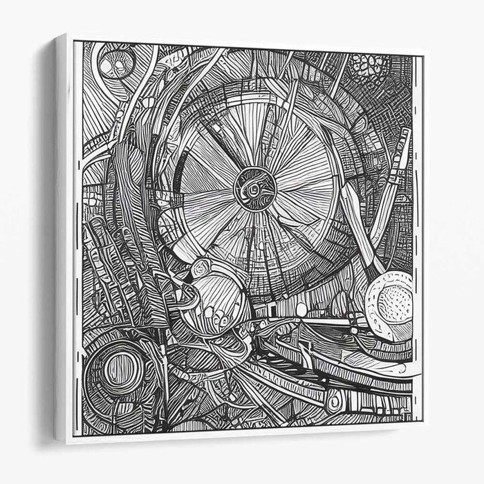 Mechanical Intricacies: Monochrome Mechanical Engineering Art Print