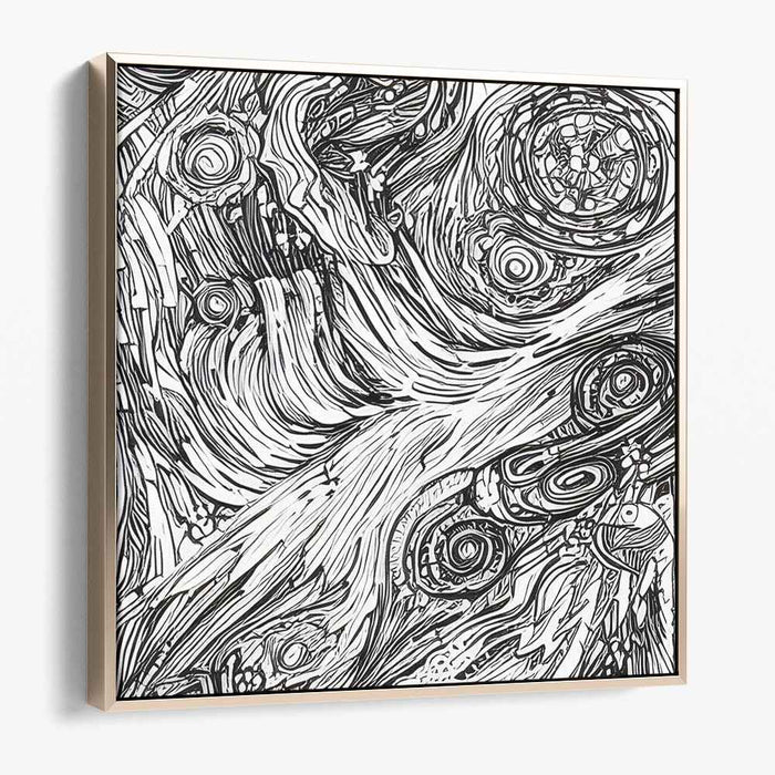 Labyrinthine Connection: Intricate Abstract Line Art Canvas Print