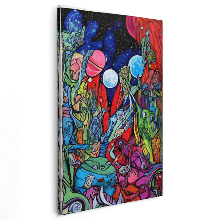 Eternal Dreamscapes Collide: Abstract Surrealist Cosmic Canvas Art