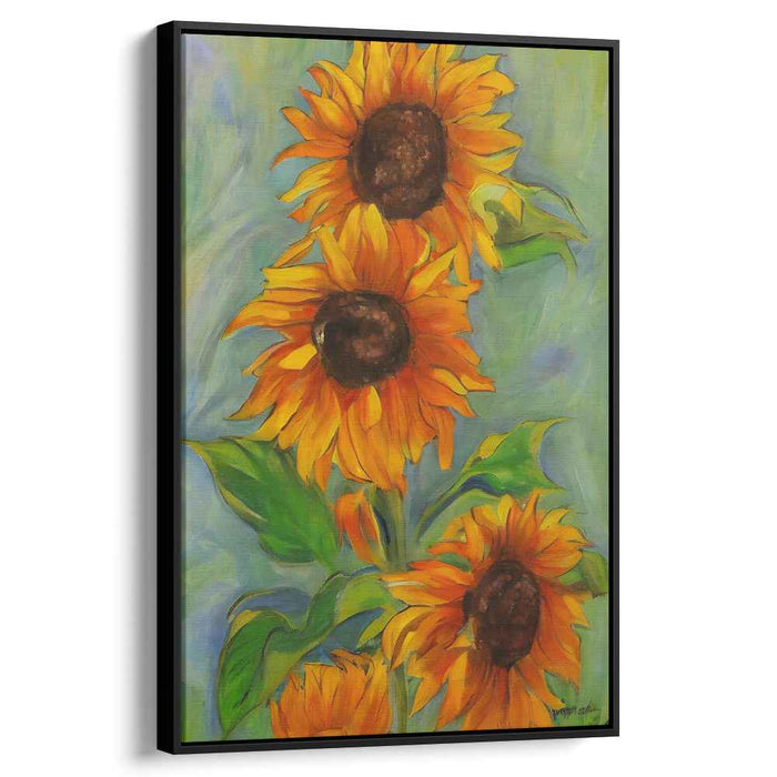 Sunflower Reverie: Impressionistic Sunflower Trio Canvas Art