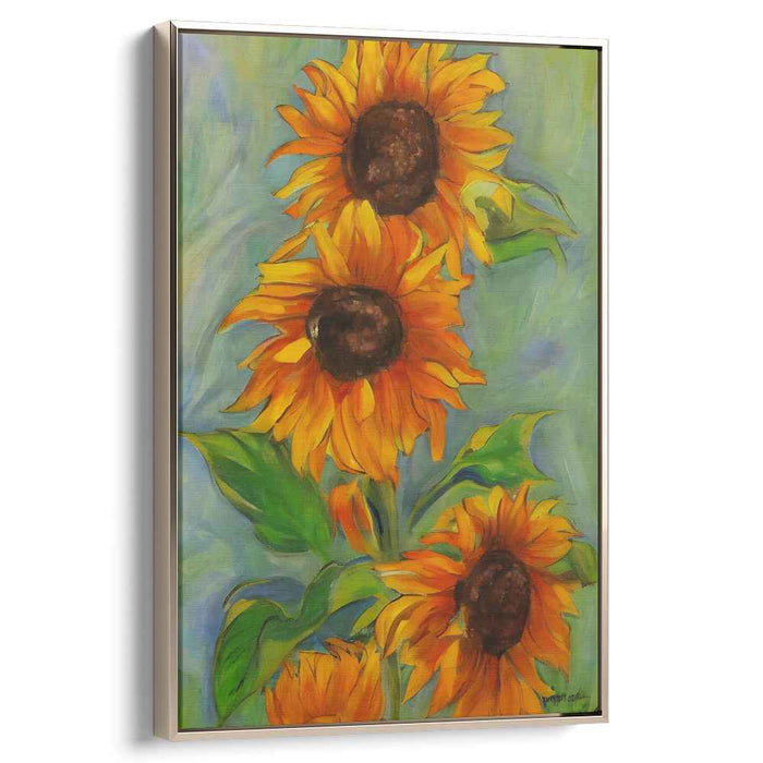Sunflower Reverie: Impressionistic Sunflower Trio Canvas Art
