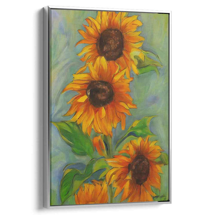 Sunflower Reverie: Impressionistic Sunflower Trio Canvas Art