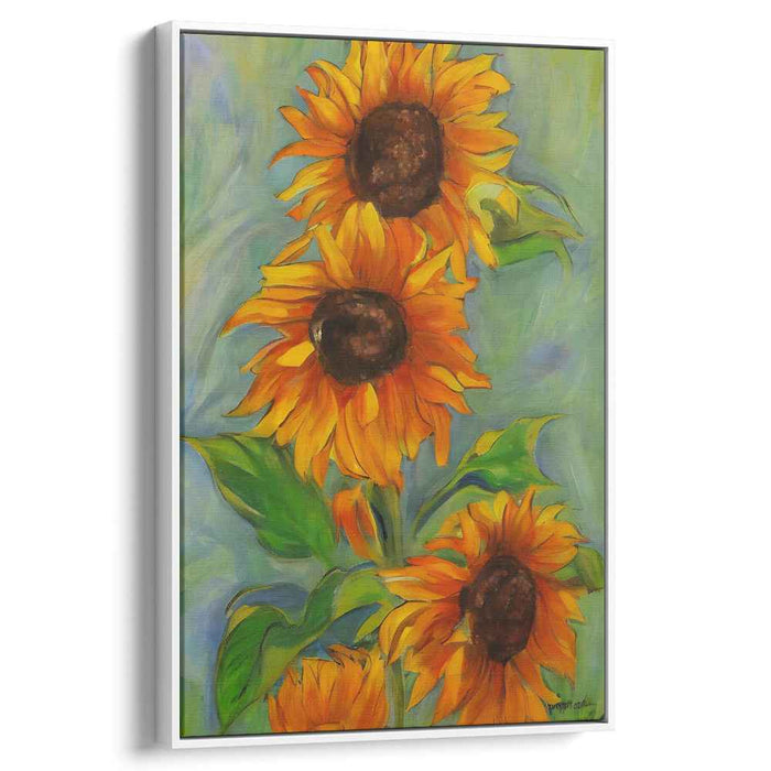 Sunflower Reverie: Impressionistic Sunflower Trio Canvas Art
