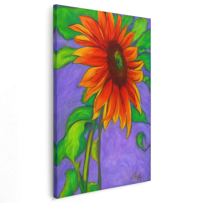 Sunburst in Violet: Luminous Floral Impressions Canvas Art