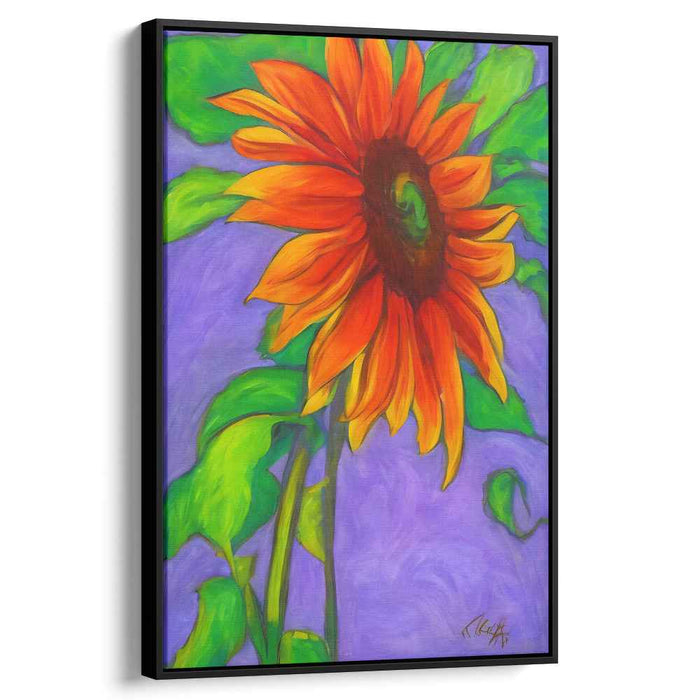 Sunburst in Violet: Luminous Floral Impressions Canvas Art