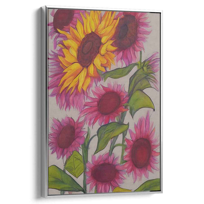 Sunny Blossom Duet: Vivid Sunflower and Echinacea Harmony Canvas Art Print