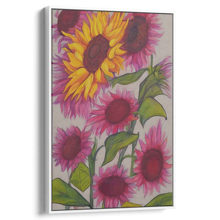Sunny Blossom Duet: Vivid Sunflower and Echinacea Harmony Canvas Art Print
