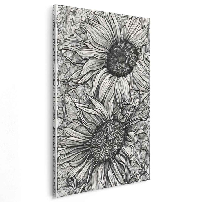 Inkwell Bloom: Sunflower Elegance in Black and White