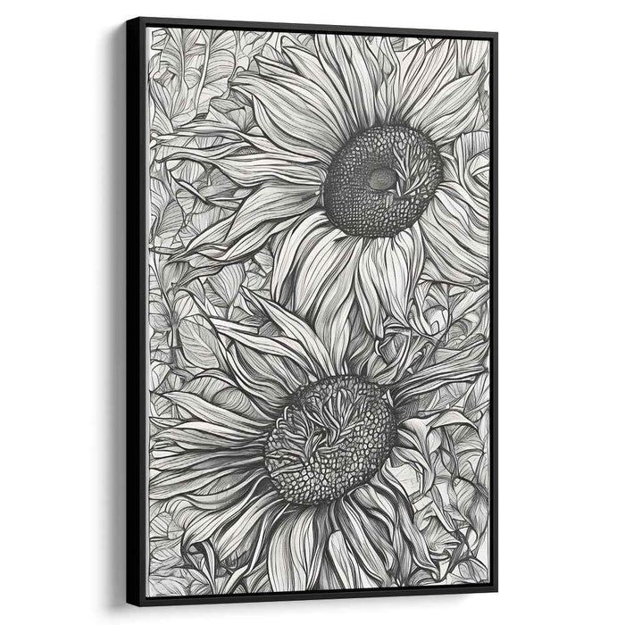 Inkwell Bloom: Sunflower Elegance in Black and White