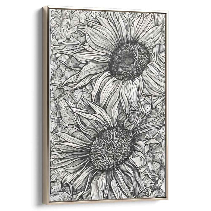 Inkwell Bloom: Sunflower Elegance in Black and White
