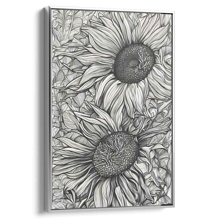 Inkwell Bloom: Sunflower Elegance in Black and White