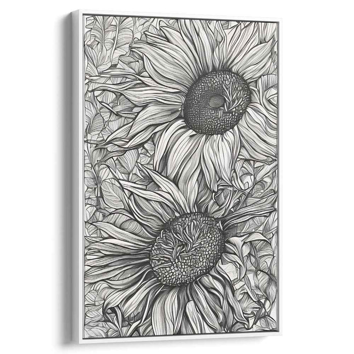Inkwell Bloom: Sunflower Elegance in Black and White