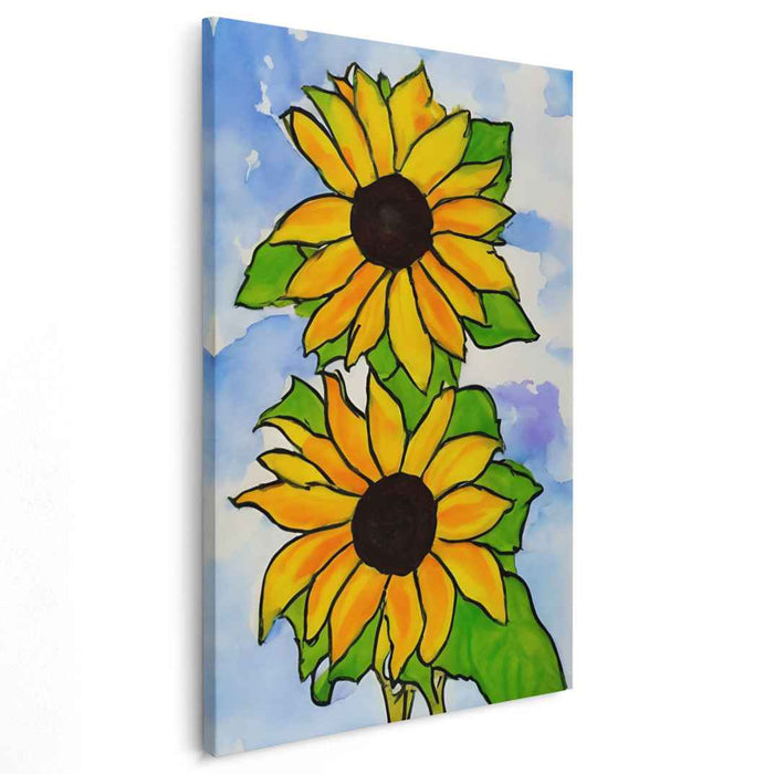 Sunflower Splash: Vibrant Sunflower Watercolor Canvas Art