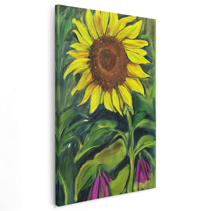 Sunflower Swirls: Impressionistic Vibrant Sunflower Canvas Art