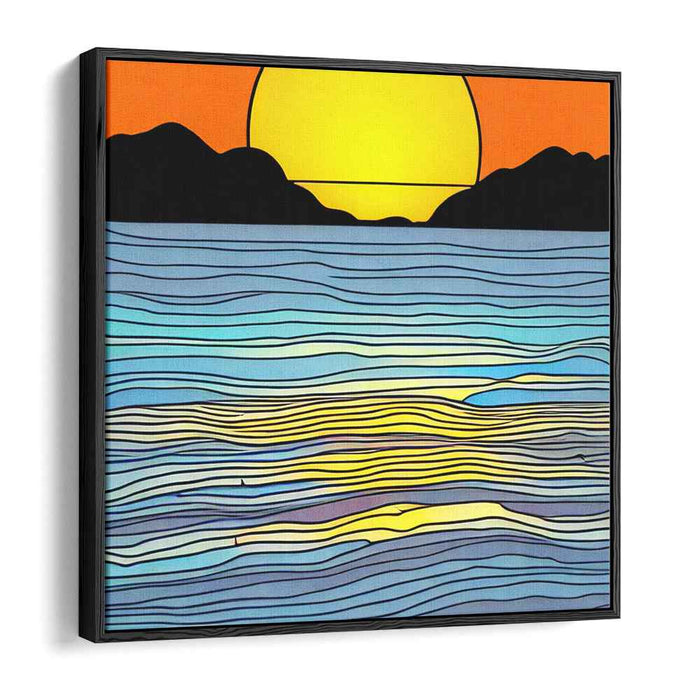 Solar Serenity: Abstract Ocean and Sun Canvas Art Print