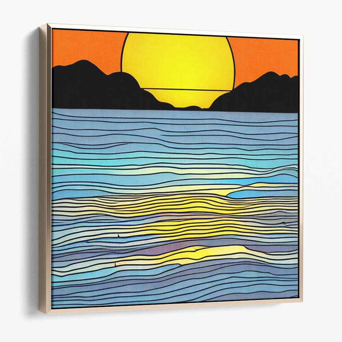 Solar Serenity: Abstract Ocean and Sun Canvas Art Print