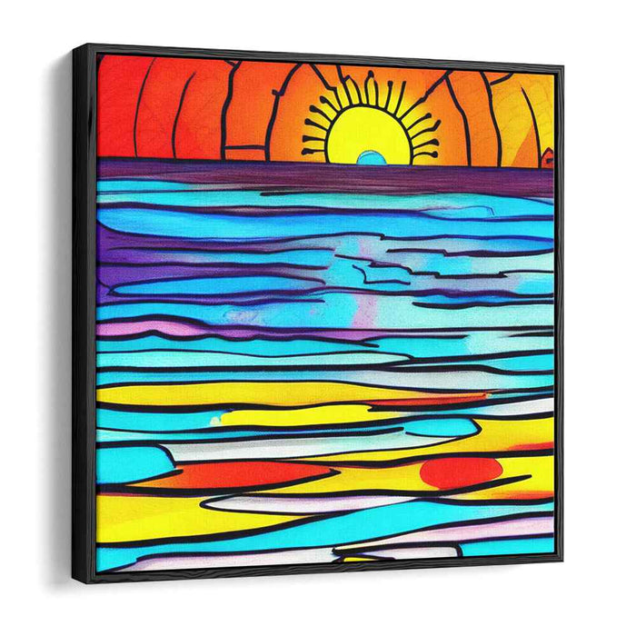 Ocean Kaleidoscope: Stained Glass Style Seascape Canvas Art Print