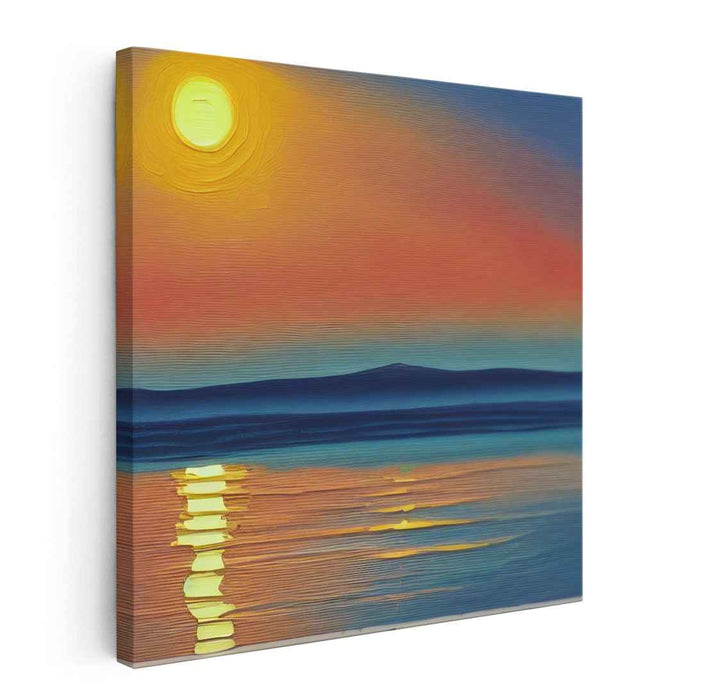 Tranquil Glow Above Still Waters: Tranquil Waters and Radiant Sky Canvas Art Print