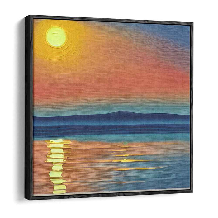 Tranquil Glow Above Still Waters: Tranquil Waters and Radiant Sky Canvas Art Print