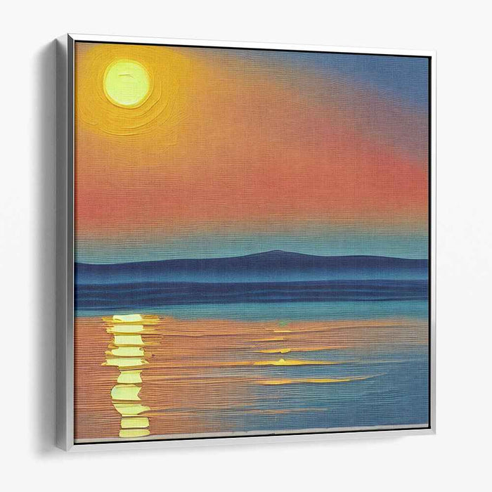 Tranquil Glow Above Still Waters: Tranquil Waters and Radiant Sky Canvas Art Print