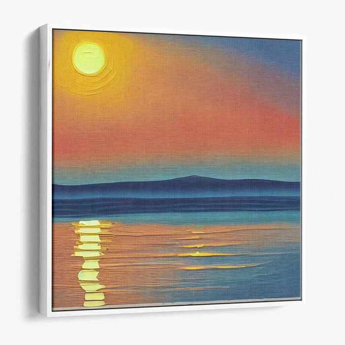 Tranquil Glow Above Still Waters: Tranquil Waters and Radiant Sky Canvas Art Print