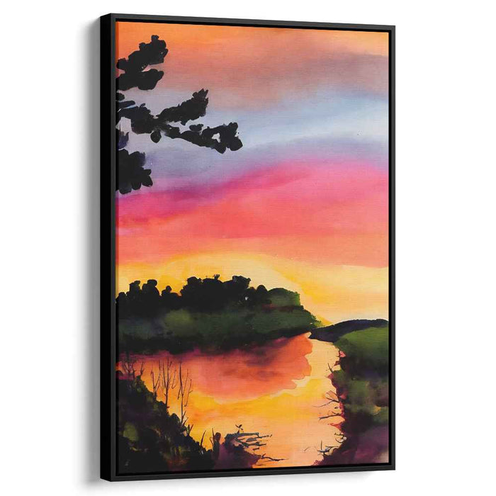 Watercolor Tapestry: Vibrant Watercolor Landscape Canvas Art