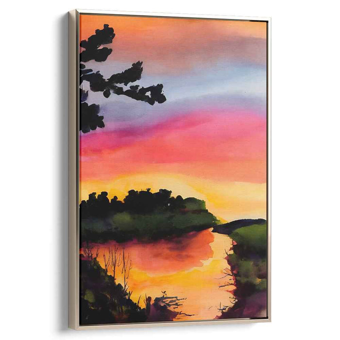 Watercolor Tapestry: Vibrant Watercolor Landscape Canvas Art